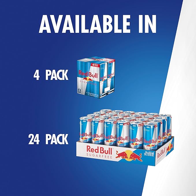 Red Bull Sugar Free Energy Drink with 114mg Caffeine plus Taurine & B Vitamins, 12 Fl Oz, 6 Packs of 4 Cans (Pack of 24)