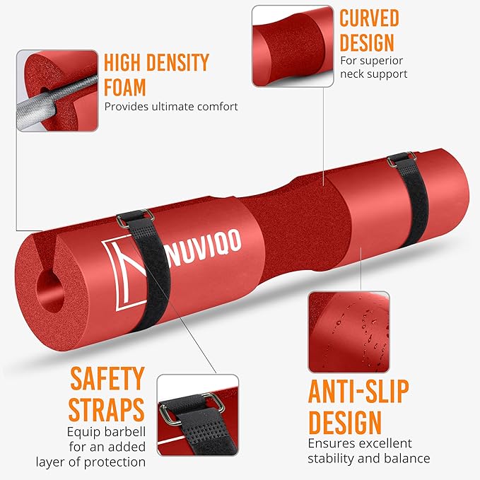 Barbell Pad Squat Pad for Lunges and Squats - Hip Thrust Pad for Standard and Olympic Bars - Provides Cushion to Neck and Shoulders While Training