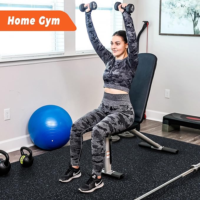 SUPERJARE 0.4 Inch Gym Flooring for Home Gym 6 Tiles 24" x 24" Workout (24 sqft)