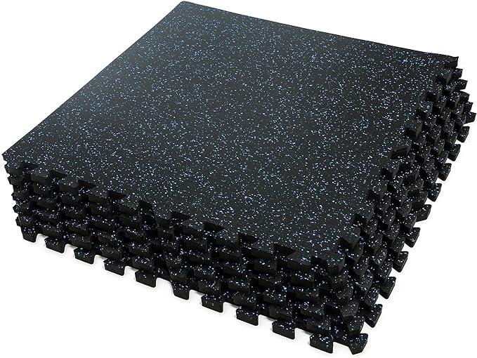SUPERJARE 0.4 Inch Gym Flooring for Home Gym 6 Tiles 24" x 24" Workout (24 sqft)