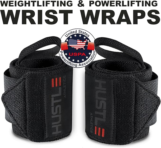 Wrist Wraps for Weightlifting (USPA Approved) - 18" or 12" Premium Quality Weight Lifting Wrist Straps - Best Gym Wrist Wraps with Thumb Loop for Powerlifting & Weight Training for Men & Women