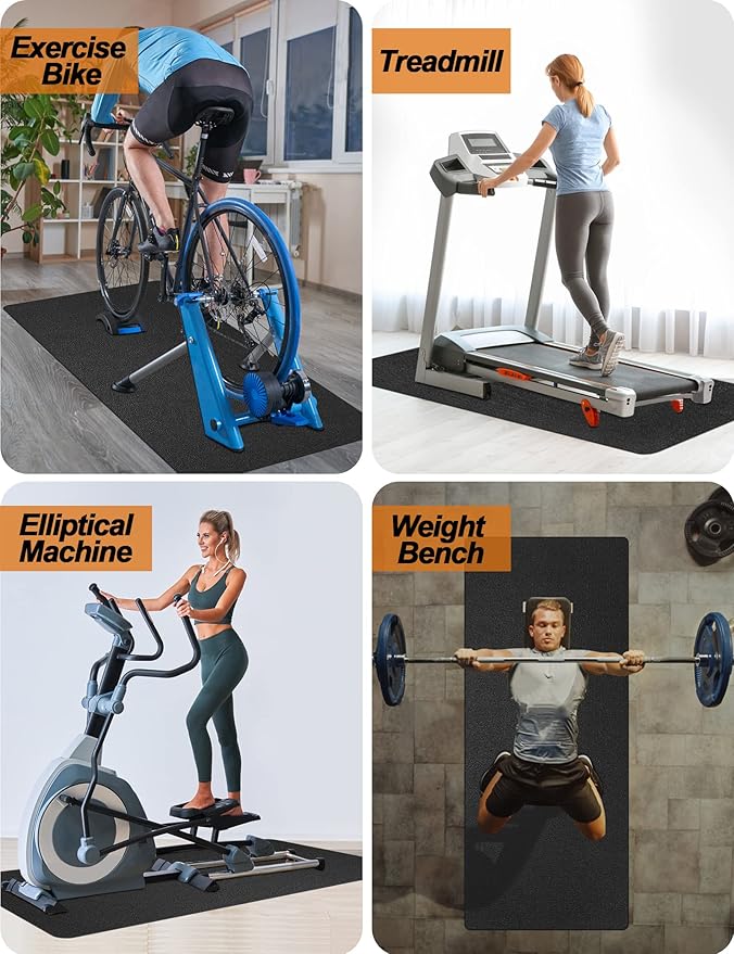 Exercise Equipment Mat 24"x68"/ 30"x60"/ 36"x78"/ 36"x96" Treadmill
