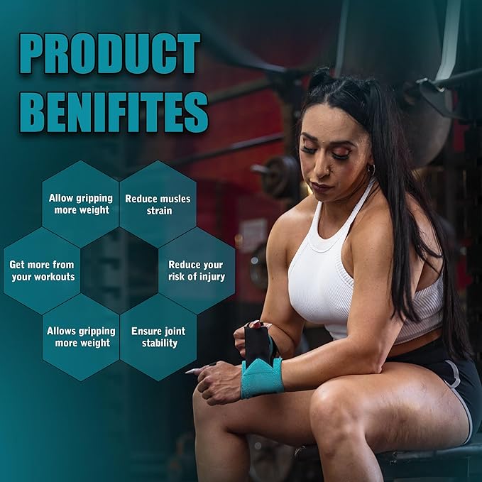 Improved Lifting Support & Stability - Gym Wrist Wraps for Weightlifting 14" Premium Quality Hand Wraps with Thumb Loop - Weight Lifting Wrist Wraps for Pain & Support