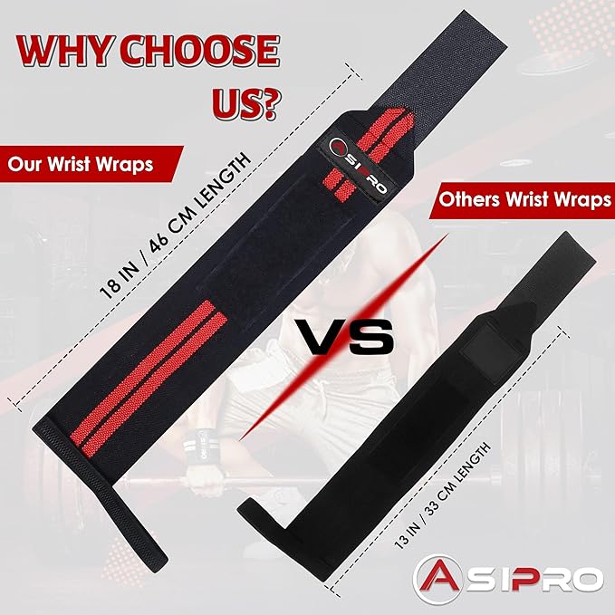 Wrist Wraps for Weightlifting 18" Wrist Straps for Weightlifting Weight Lifting Wrist Wraps for Men & Women, Muñequeras para Gym Wrist Support for Working Out, Gym Wrist Wraps for Powerlifting