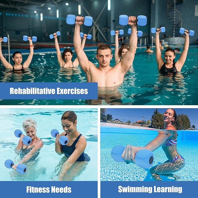 Water Dumbbells, 2Pack Aquatic Exercise Dumbbells, EVA Foam Barbells for Men Women Water Workouts