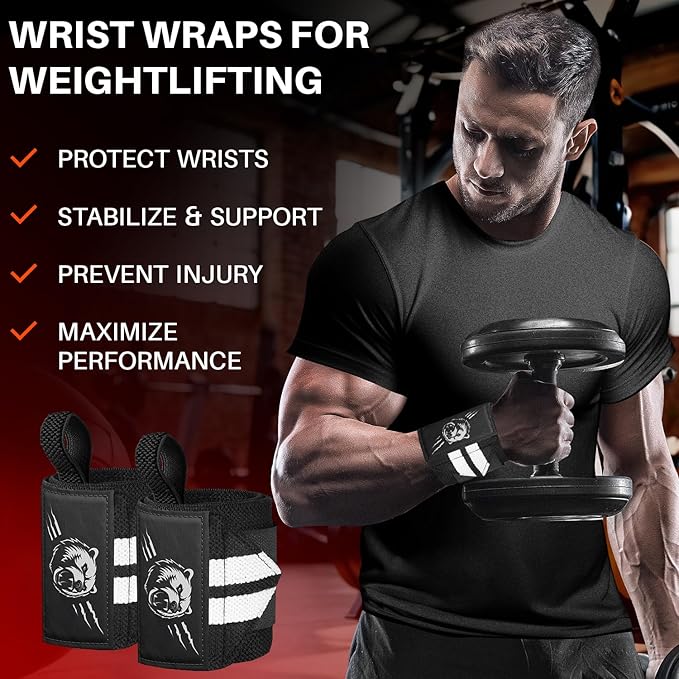 TECEUM Weightlifting 18" & 12" Wrist Wraps with Thumb Loop β Heavy Duty Wrist Workout Braces for Men and Women β Ideal for Powerlifting, Strength Training, Bodybuilding