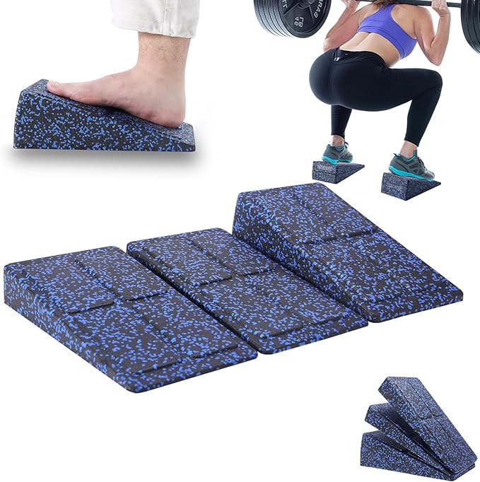 Slant Board Squat Wedge for Calf Stretching,3 Pcs 12" x 6.3" Foot Stretcher Balance Board for Plantar Fasciitis, Adjustable Foam Slant Board Wedge Great for Exercises