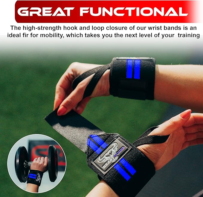 BEAST RAGE Wrist Wraps for Weightlifting - Adjustable Lifting Straps With Thumb Loop for Enhanced Gym Support, Powerlifting, Bodybuilding and Workout