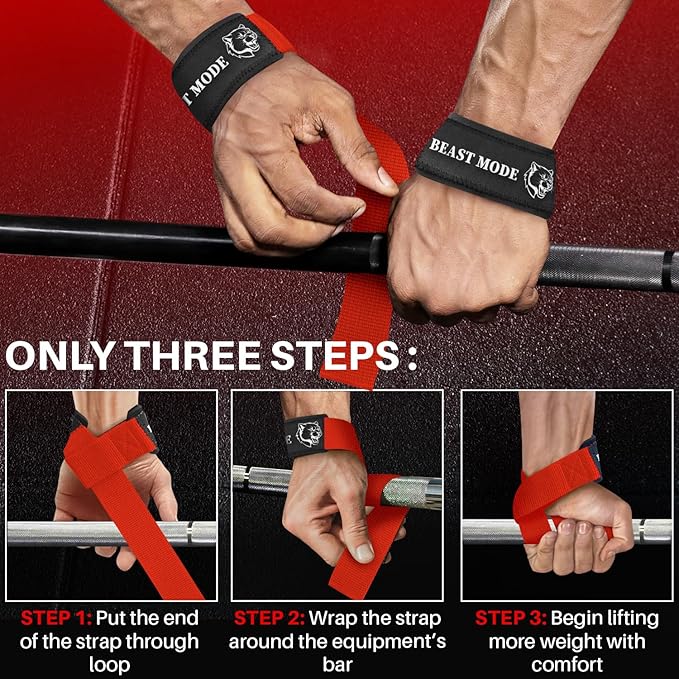 TECEUM Wrist Lifting Straps with Neoprene Padding Support β Heavy Duty Wrist Workout Straps For Men and Women β Ideal for Powerlifting, Strength Training, Bodybuilding