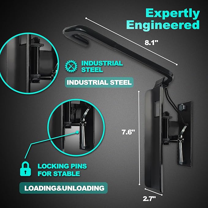 Swivel Bike Rack Garage Wall Mount, Bike Hangers for Garage, Wall Mount Bikes Racks, Space Saving Wall Bike Racks, Vertical Bike Rack Holds up to 66lbs, 90° Swivel Design, 2 Pack