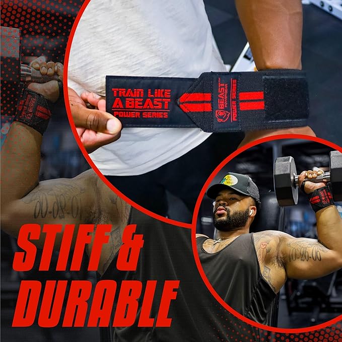 Wrist Wraps for Weightlifting 18” Premium Quality Wrist Support for Bodybuilding Heavy Duty Thumb Loop Powerlifting, Strength Training for Men and Women