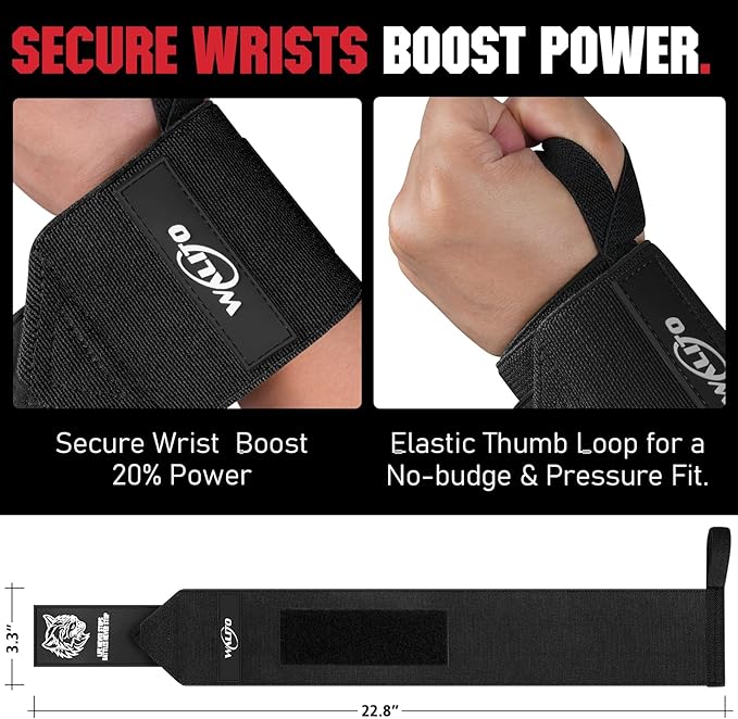 Wrist Wraps for Weightlifting-21" Lifting Wrist Straps for Weightlifting,Weight Lifting Wrist Wraps with Thumb Loop,Breathable Wrist Brace, Avoid Injury and Maximize Grip for Men & Women Powerliftin