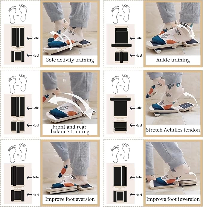 Single Leg Balance Sprained Ankles Board Board for Foot Strengthening, Plantar Fasciitis Relief, Stability Exercises, Posture Correction, and Physical Therapy. Anti-Slip Wobble Board