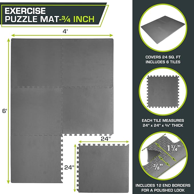 ProsourceFit Extra Thick Puzzle Exercise Mat ¾” and 1"