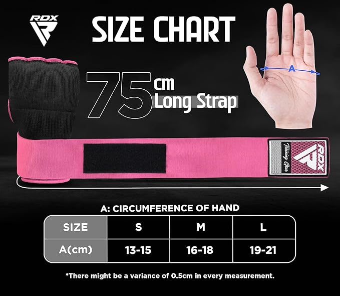 RDX Gel Boxing Hand Wraps Inner Gloves Men Women, Quick 100cm Long Wrist Straps, Elasticated Padded Fist Under Mitts Protection, Muay Thai MMA Kickboxing Martial Arts Punching Training Bandages