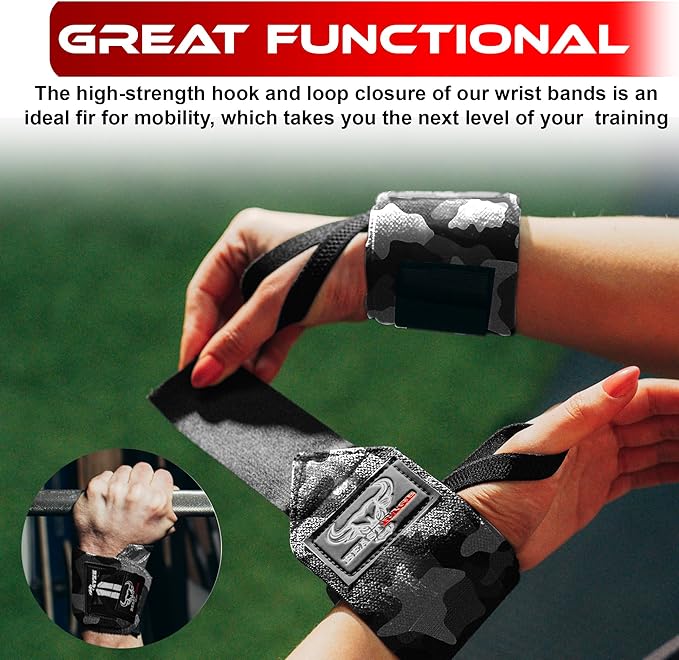 BEAST RAGE Wrist Wraps for Weightlifting - Adjustable Lifting Straps With Thumb Loop for Enhanced Gym Support, Powerlifting, Bodybuilding and Workout