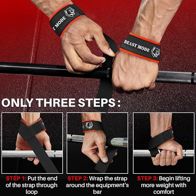 TECEUM Wrist Lifting Straps with Neoprene Padding Support β Heavy Duty Wrist Workout Straps For Men and Women β Ideal for Powerlifting, Strength Training, Bodybuilding