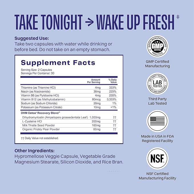 DHM Detox, No Days Wasted, 30 Servings - Take During Evening for Better Next Day and Recovery