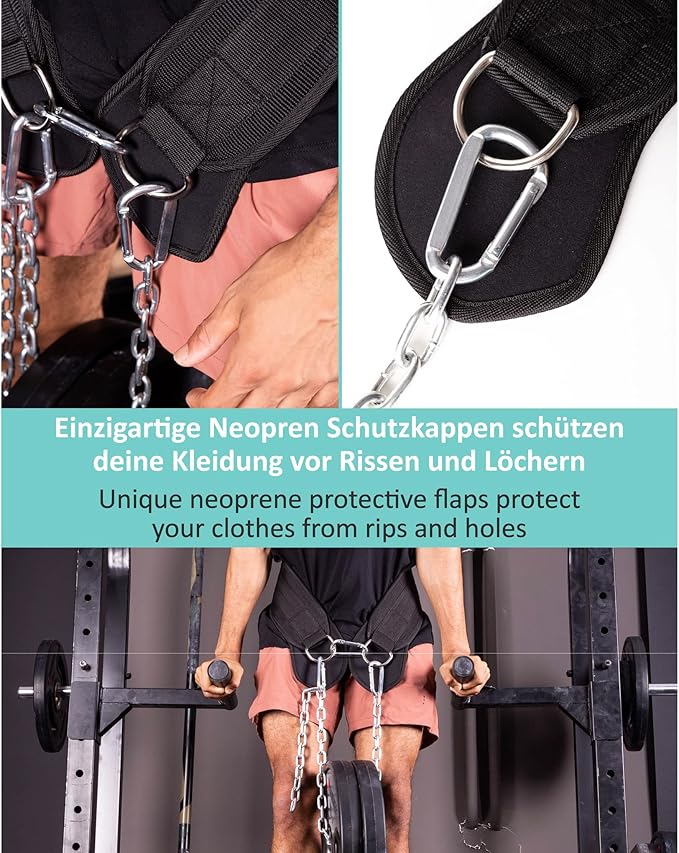PULLUP & DIP Belt with Chain and 3x Carabiner