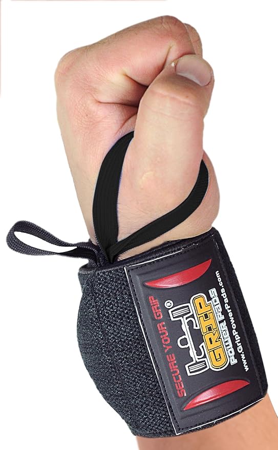 Grip Power Pads Wrist Wraps 2 Wraps for Weight Lifting Wrist Support Cotton Wraps Gym Bandage Straps for Men & Women Premium Quality & PRO Rubber
