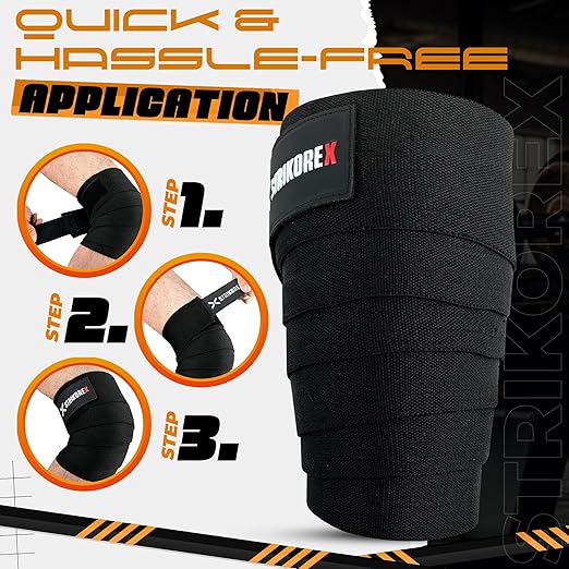 Knee Wraps For Weightlifting (pair) for Men & Women Best for Cross Trainings and Leg Press,Gym Wraps for Workout,Powerlifting & Fitness Squats Flexible Knee Strap (BLACK/BLACK)
