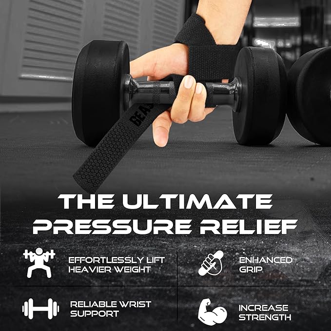 BEAST RAGE Lifting Straps for Weightlifting, Weight Lifting Straps Gym Power Workouts Lifting Wrist Straps Padded Cotton Men Women Support Lifters Deadlift Straps Hard Pull Exercise Straps