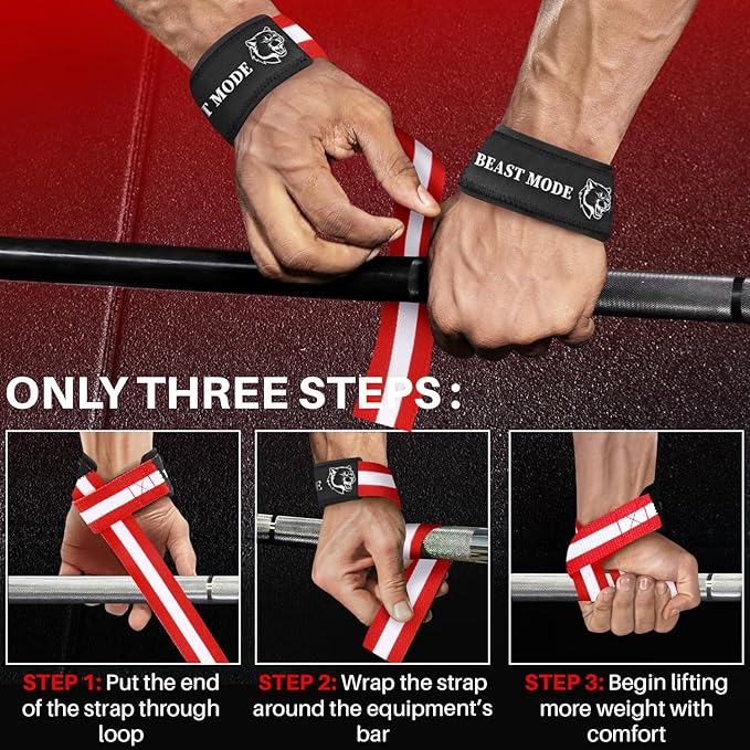 TECEUM Wrist Lifting Straps with Neoprene Padding Support β Heavy Duty Wrist Workout Straps For Men and Women β Ideal for Powerlifting, Strength Training, Bodybuilding