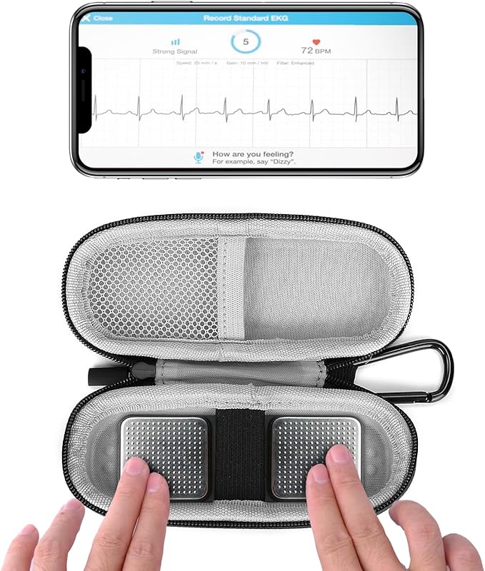 Glamgen Kardiamobile Ekg Monitor Case, Case for Kardiamobile EKG Heart Monitor, Hard Travel Box for Alivecor Kardia Mobile 6L, Pill Box and Carabiner Clip Included