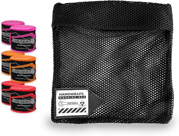 Sanabul Handwrap Laundry Bag Mesh Boxing Glove Hand Wrap Wash Bag with Zipper - Black, Standard