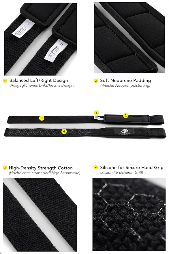 Fitgriff® Lifting Wrist Straps for Weightlifting, Gym, Deadlift, Workout (Made of Premium Cotton & Padded) - Men & Women