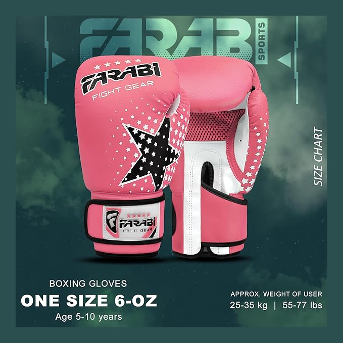 Farai Kids Boxing Gloves 6-oz Kickboxing Muay Thai Training MMA Sparring Gloves, Best Gloves for Training on Punching Bag, Focus Pads Practice