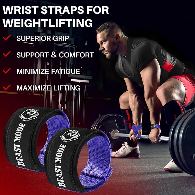 TECEUM Wrist Lifting Straps with Neoprene Padding Support β Heavy Duty Wrist Workout Straps For Men and Women β Ideal for Powerlifting, Strength Training, Bodybuilding