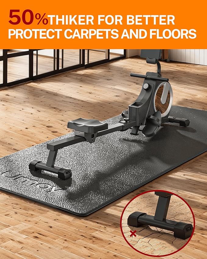 UMAY Fitness Workout Mat for Pelton Bike Treadmill 5mm Thick,