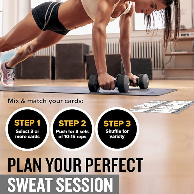 NewMe Fitness Dumbbell Workout Cards, Instructional Fitness Deck for Women & Men, Beginner Fitness Guide to Training Exercises at Home or Gym (Dumbbell, Vol 2)
