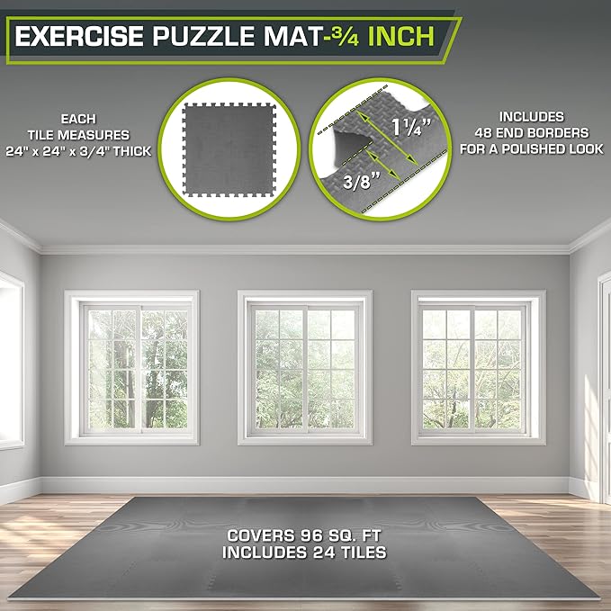ProsourceFit Extra Thick Puzzle Exercise Mat ¾” and 1"