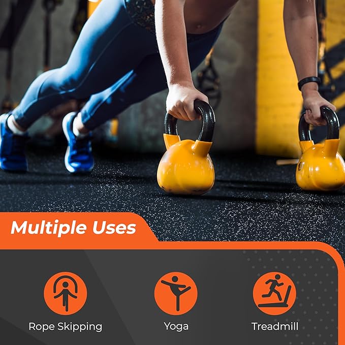 SUPERJARE 0.4 Inch Gym Flooring for Home Gym 24 Tiles 24" x 24" Workout (96 sqft)