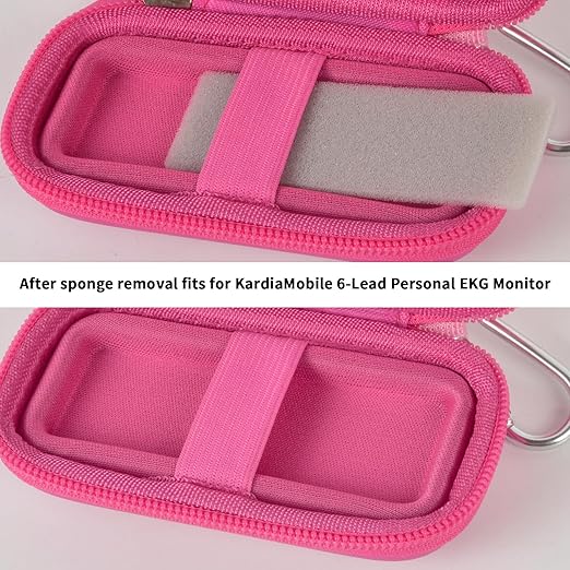 PAIYULE Heart Rate Monitor Case for AliveCor for KardiaMobile 1L 6L Personal EKG Monitor Storage Holder Fits for Cardiac Mobile Portable Heart Rate Monitor Bag Organizer (Pill Box Included) Rose Red