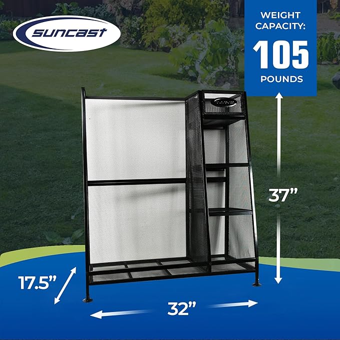 Suncast Garage Golf Bag Shelf Organizer with Leveling Feet and 5 Inch Bin for Club, Ball, and Accessory Storage, 2 Pack