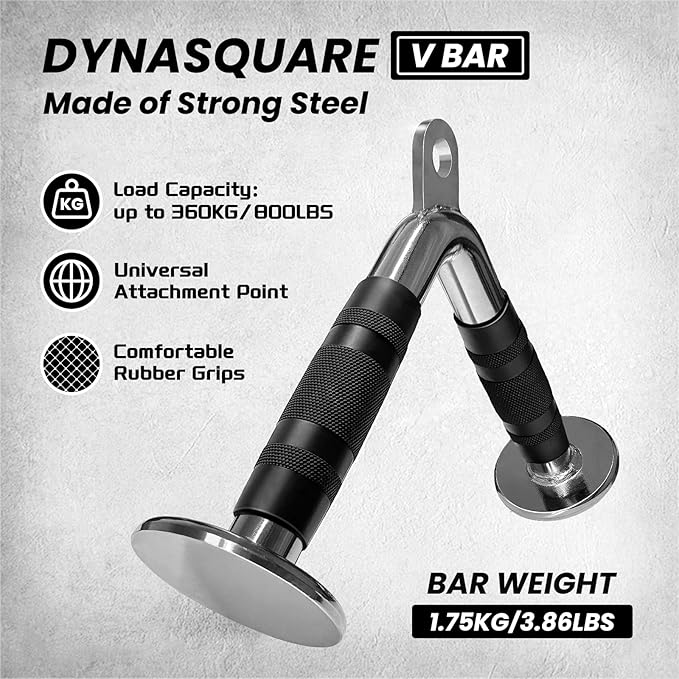 Tricep Press Down Cable Machine Attachment, Made of Heavy Duty Solid Steel, LAT Pulldown Attachments, Home Gym Accessories, Double D Handle, V Bar, Tricep Rope, Pull Down Bar