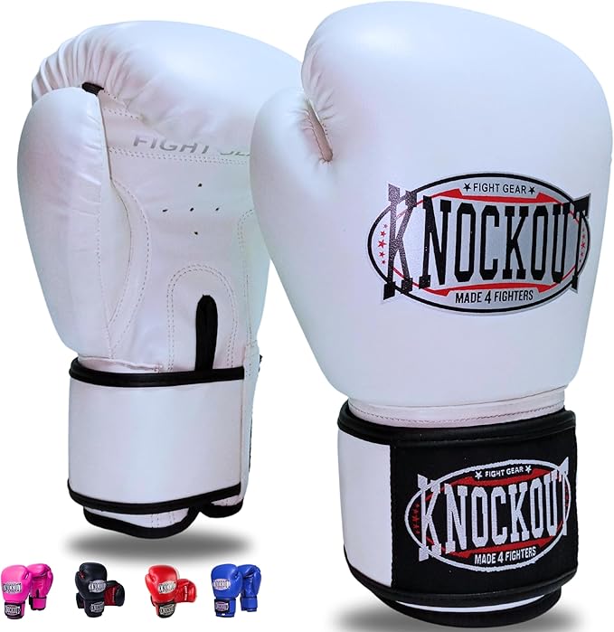 Knockout Gel Boxing Gloves for Men Women - Pro Training Sparring, Maya Hide Leather Muay Thai MMA Kickboxing, Adults-Kids Heavy Bag Workout Gloves for Boxing -Ultra-Wide Wrist Support 10 oz - 16 oz