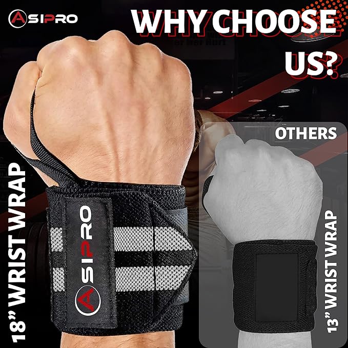 Wrist Wraps for Weightlifting 18" Wrist Straps for Weightlifting Weight Lifting Wrist Wraps for Men & Women, Muñequeras para Gym Wrist Support for Working Out, Gym Wrist Wraps for Powerlifting