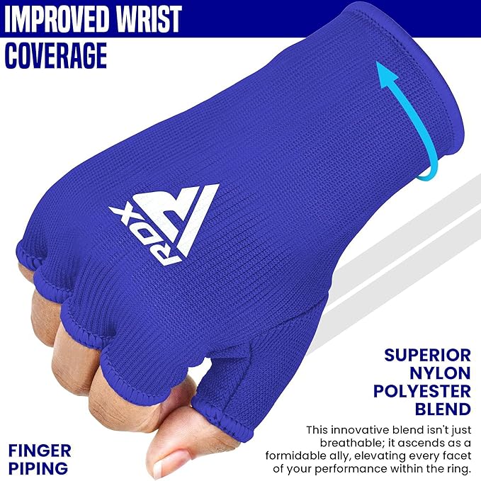 RDX Boxing Hand Wraps Inner Gloves Men Women, Half Finger Elasticated Bandages, Under Mitts Fist Protection, Muay Thai, Kickboxing, MMA, Martial Arts Speed Bag Punching Training