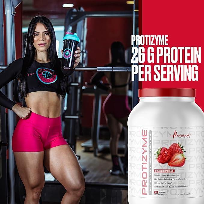 Metabolic Nutrition, Protizyme, 100% Whey Protein Powder, High Protein, Low Carb, Low Fat Whey Protein, Digestive Enzymes, 24 Essential Vitamins and Minerals, 4 Pound (52 ser)