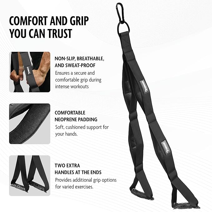 DMoose Tricep Rope Cable Attachment - Multi-Grip Gym Rope for Triceps, Back & Shoulders - Versatile Workout Tricep Pull Down Attachment for Muscle Isolation & Strength Training