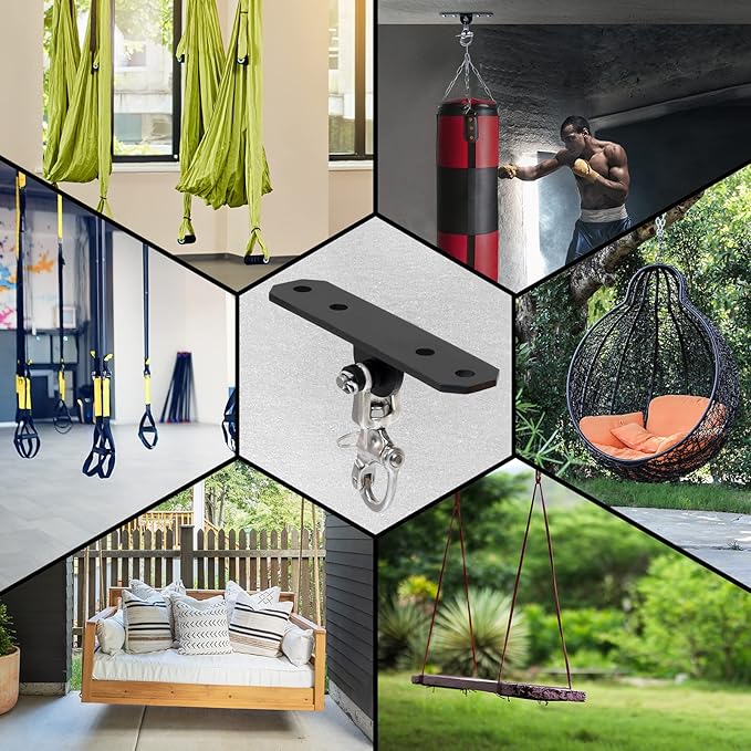Yes4All Wall Ceiling Mount Hook 360° Rotation, 600 lbs Capacity Punching Bag Hangers, Heavy Bag Mount for Yoga, Chair, Boxing Bag, Indoor & Outdoor Gym - Smart Design, Easy to Use, Fit Most Ceiling