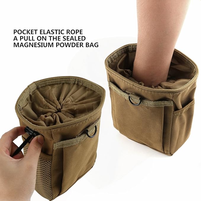 Drawstring Highend Rock Climbing Chalk Bag with a Carabiner Different Pockets for Climbing Bouldering, Gymnastics, Gym Pouch, Cross Fit and Lifting