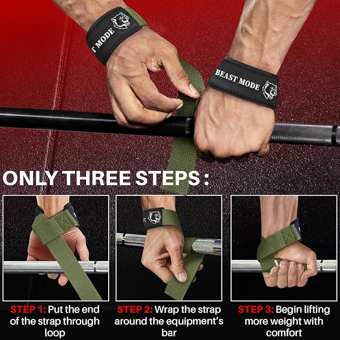TECEUM Wrist Lifting Straps with Neoprene Padding Support β Heavy Duty Wrist Workout Straps For Men and Women β Ideal for Powerlifting, Strength Training, Bodybuilding