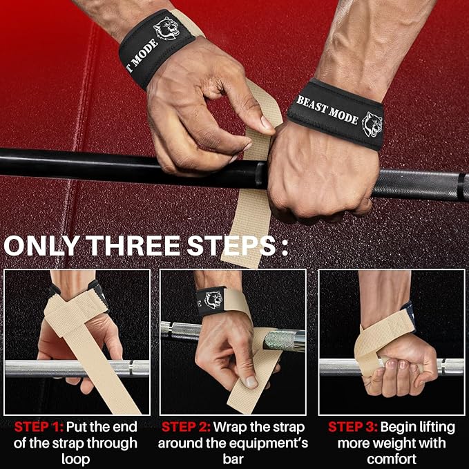 TECEUM Wrist Lifting Straps with Neoprene Padding Support β Heavy Duty Wrist Workout Straps For Men and Women β Ideal for Powerlifting, Strength Training, Bodybuilding