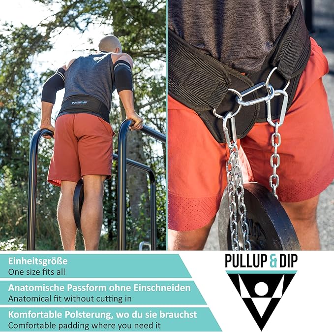 PULLUP & DIP Belt with Chain and 3x Carabiner