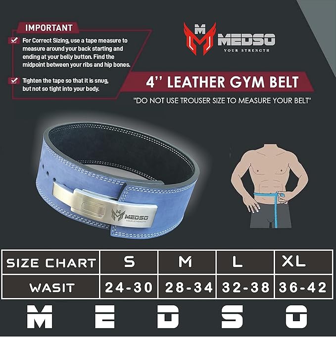 Weight Lifting 100% Pro Genuine Leather Lever Belt 10mm Thick 4” Wide